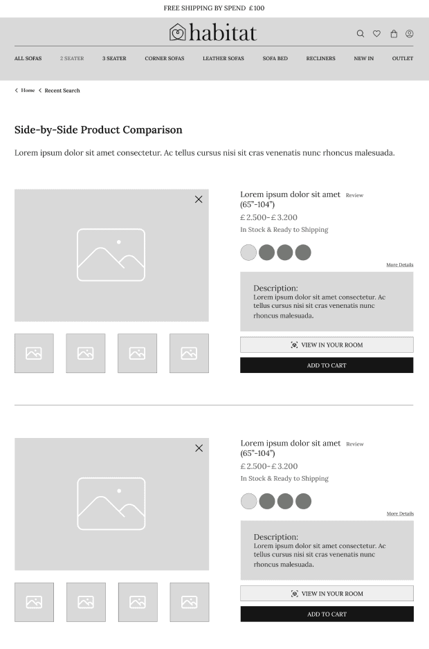 Wireframe - Product Page Extended