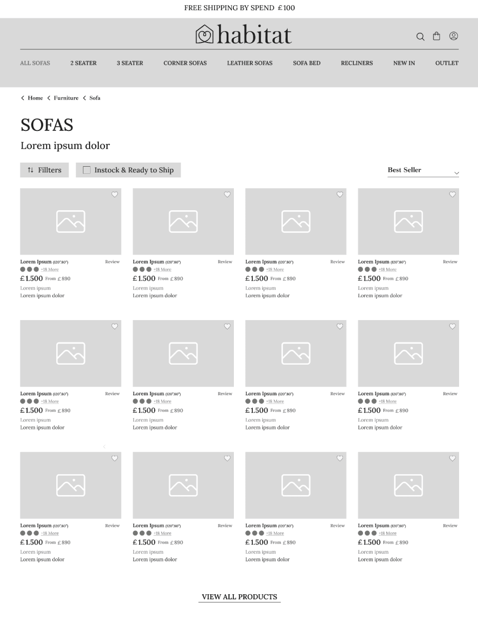 Wireframe - Sofa Listing