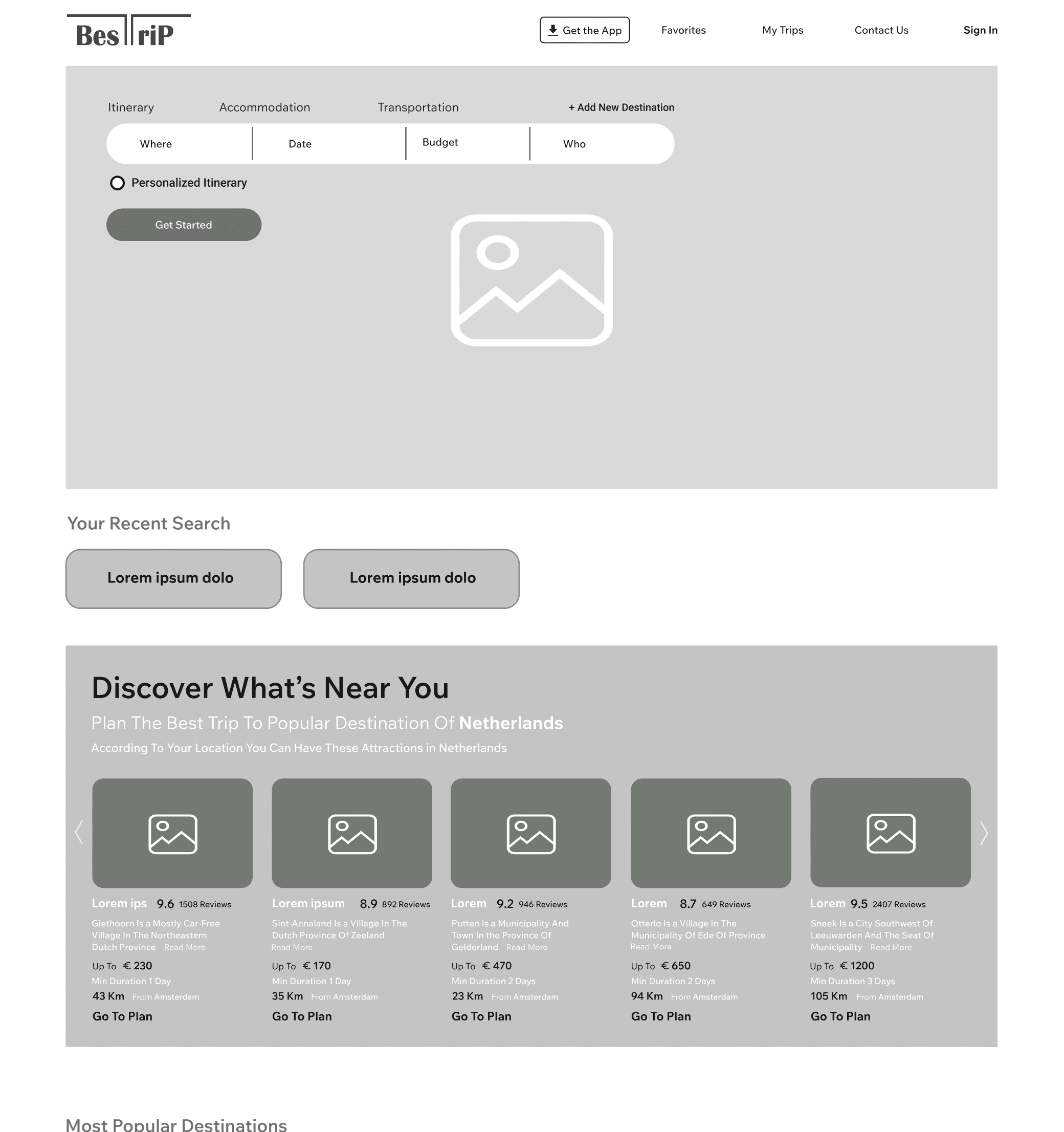 Wireframe - Landing Page