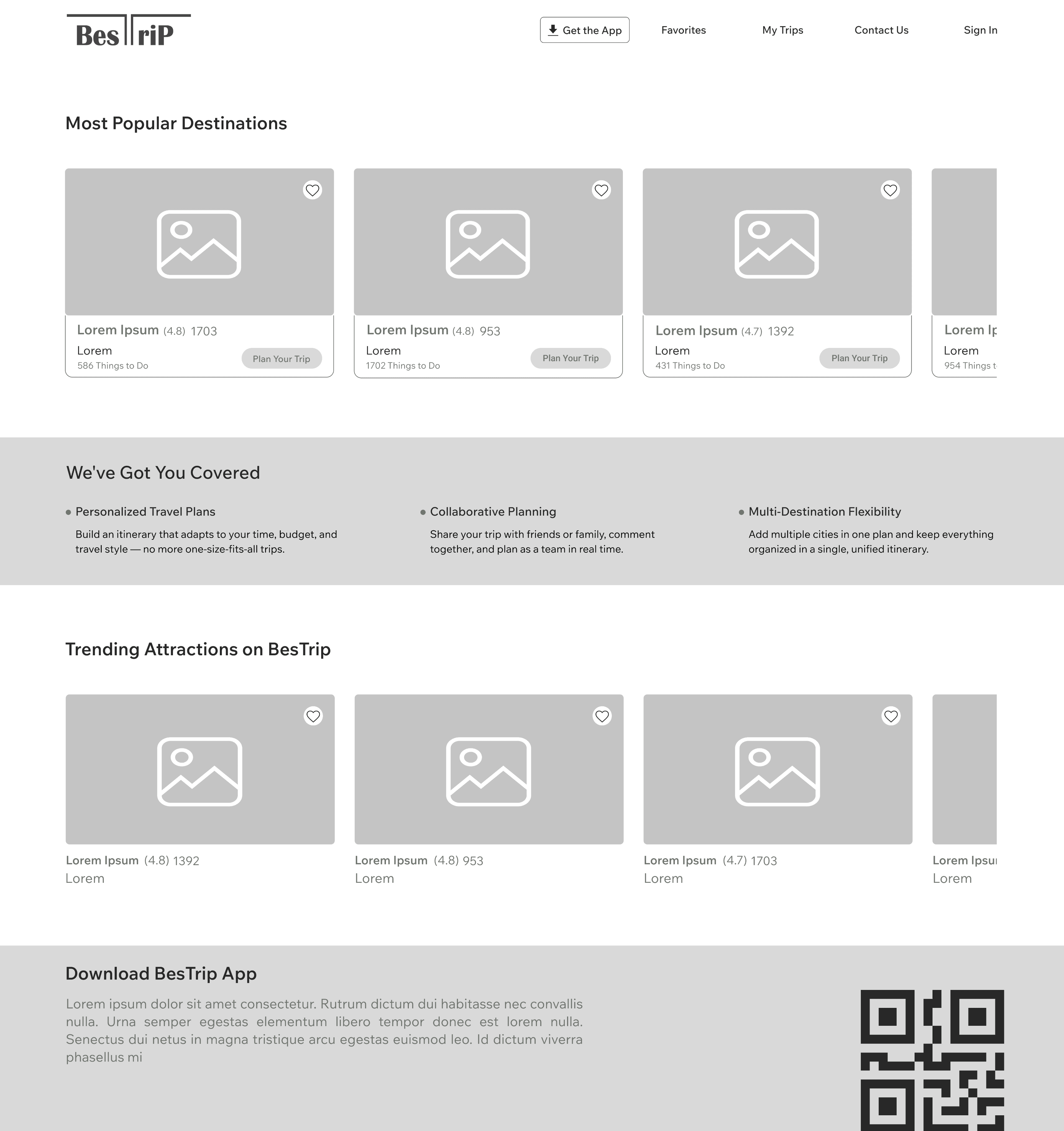 Wireframe - Destinations
